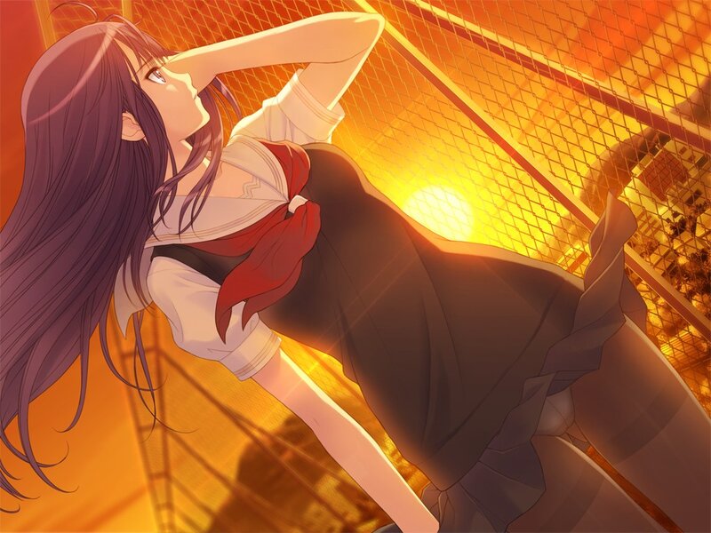 Anime girl at sunset