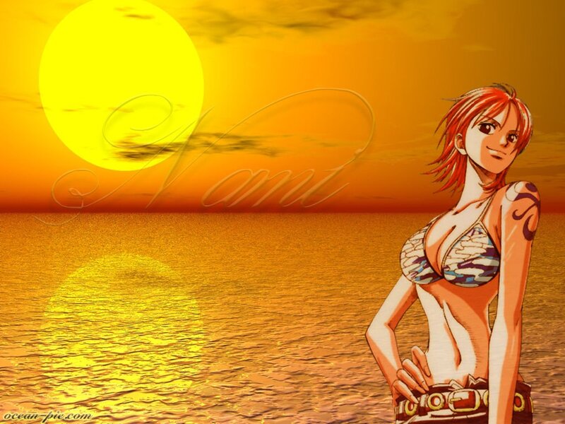 Anime girl at sunset