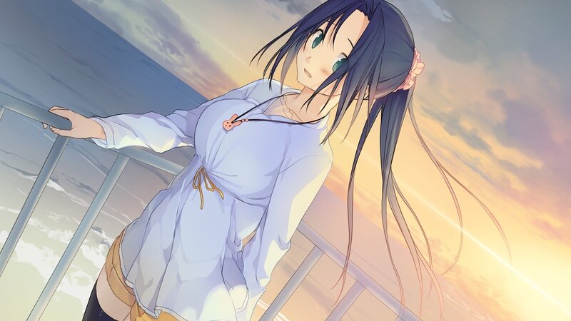 anime girl at sunset