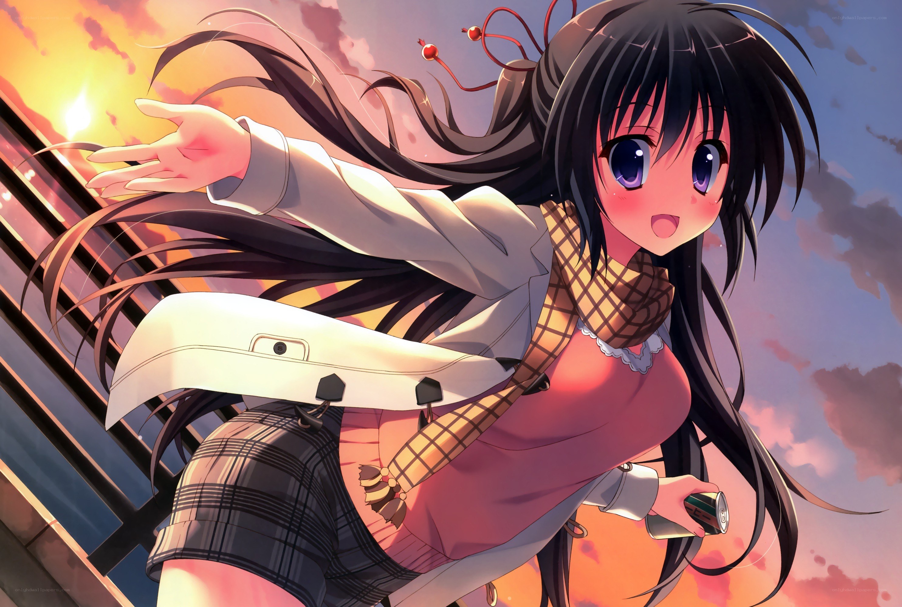 anime girl at sunset