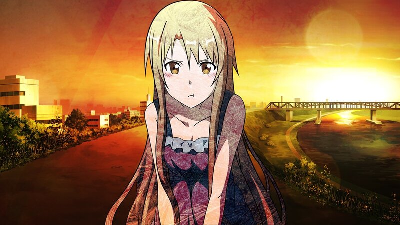 anime girl at sunset