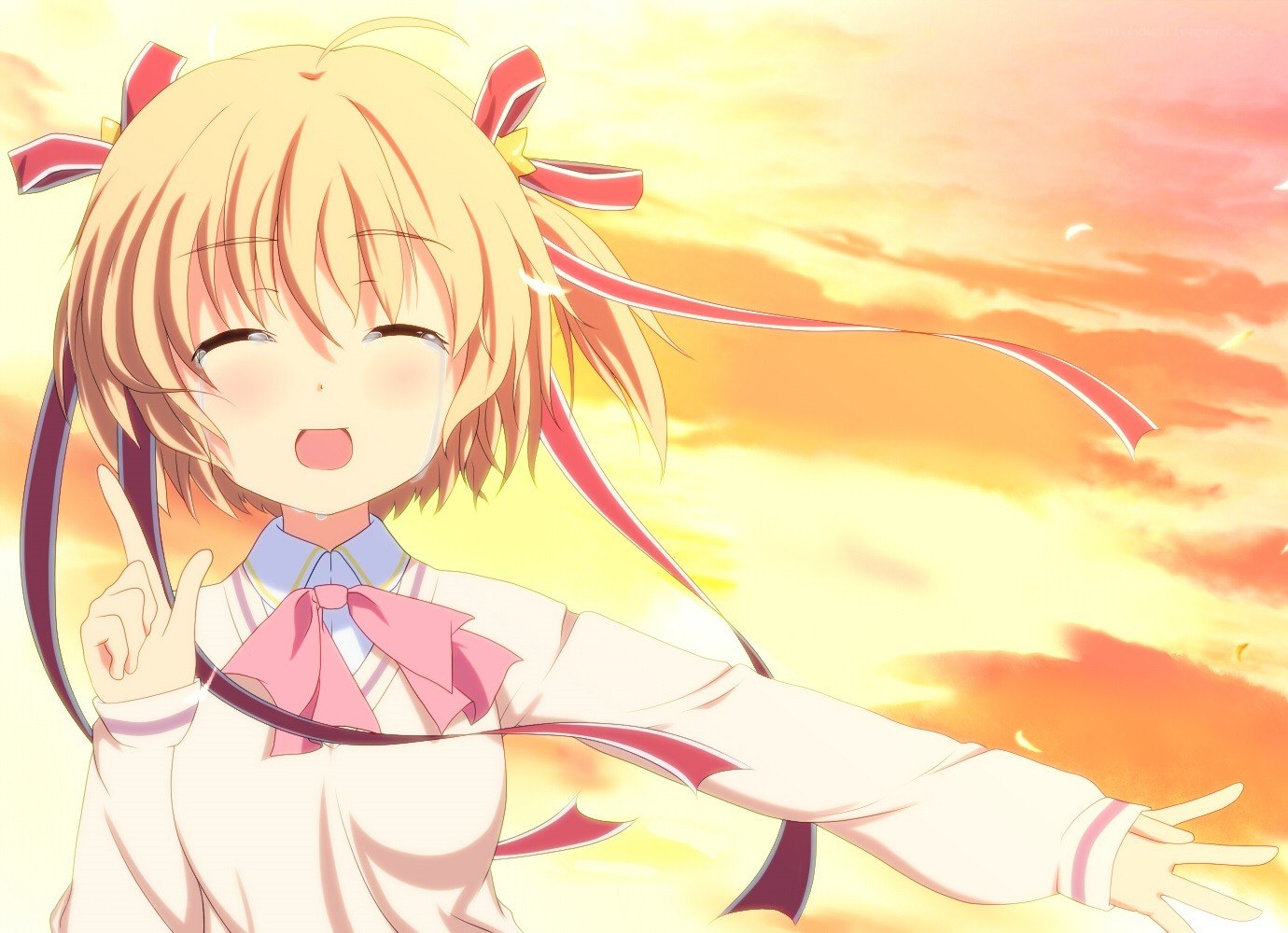 anime girl at sunset