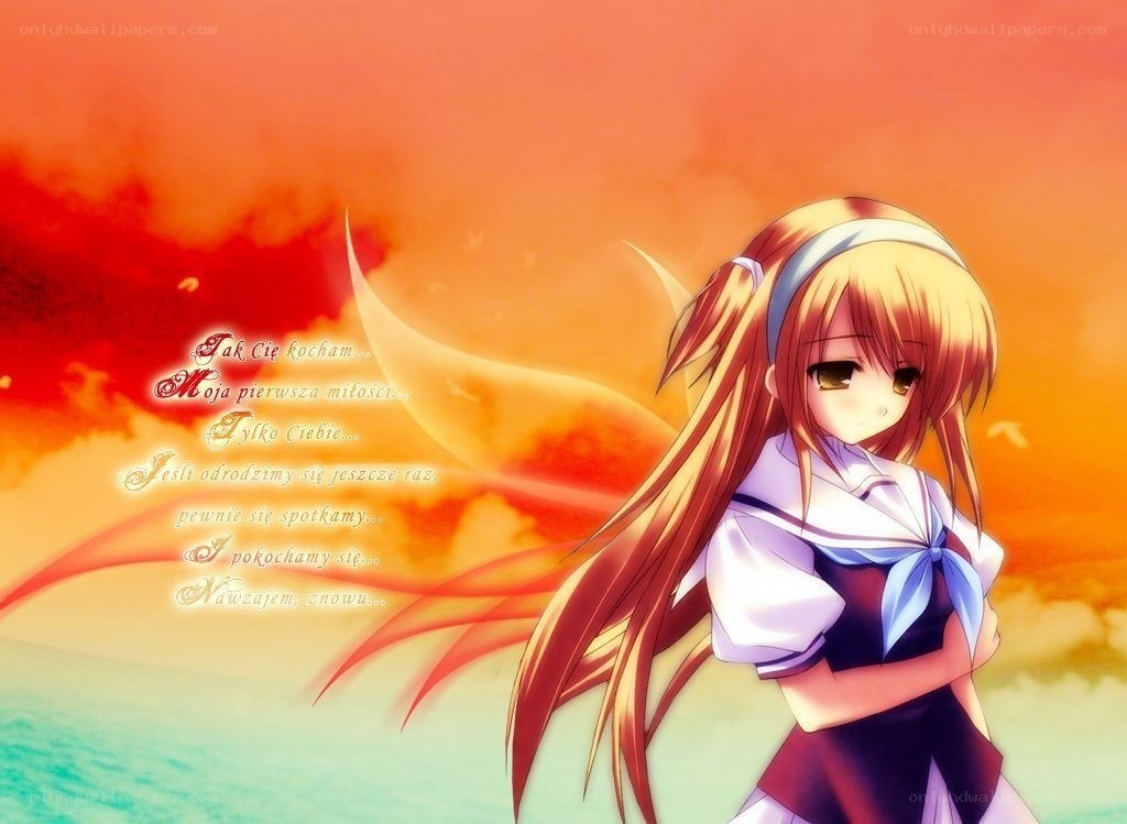 Anime girl at sunset