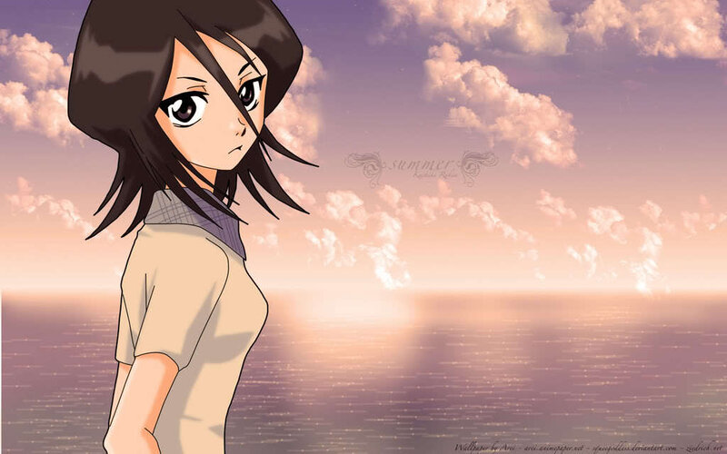 anime girl at sunset