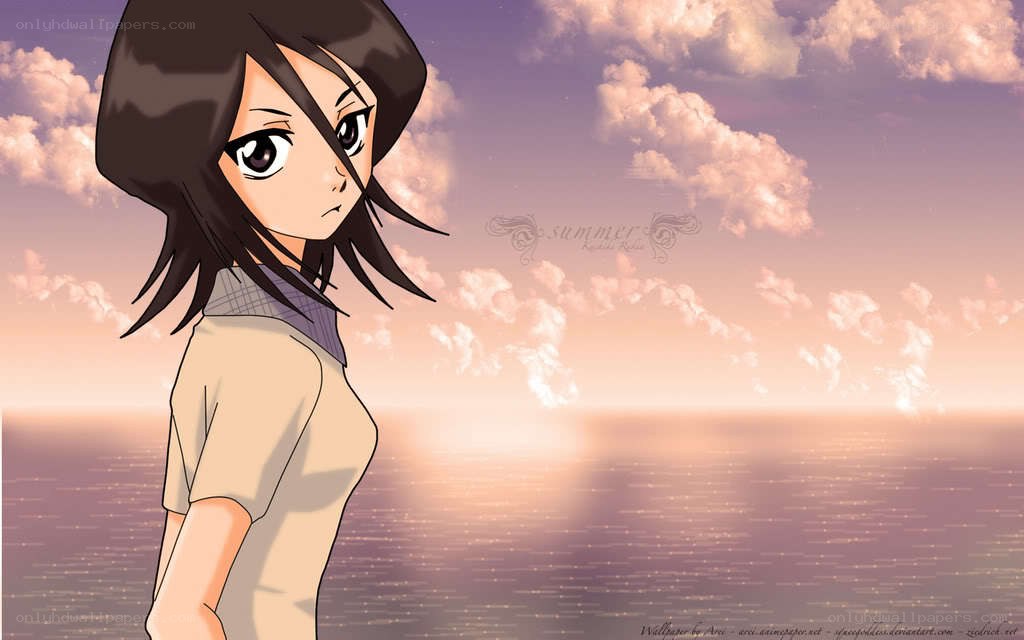 anime girl at sunset