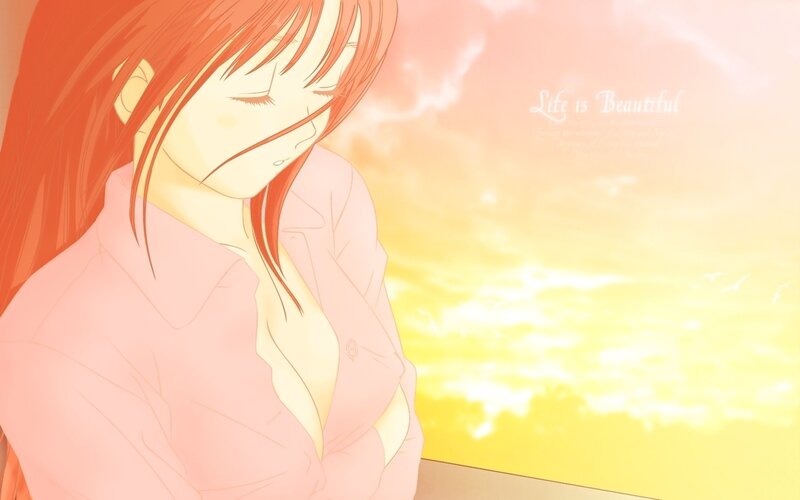 anime girl at sunset