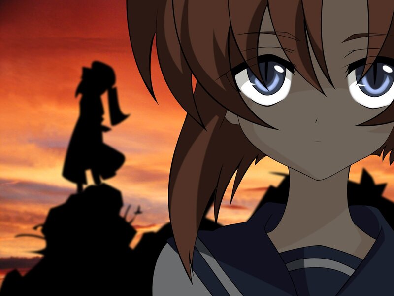 anime girl at sunset