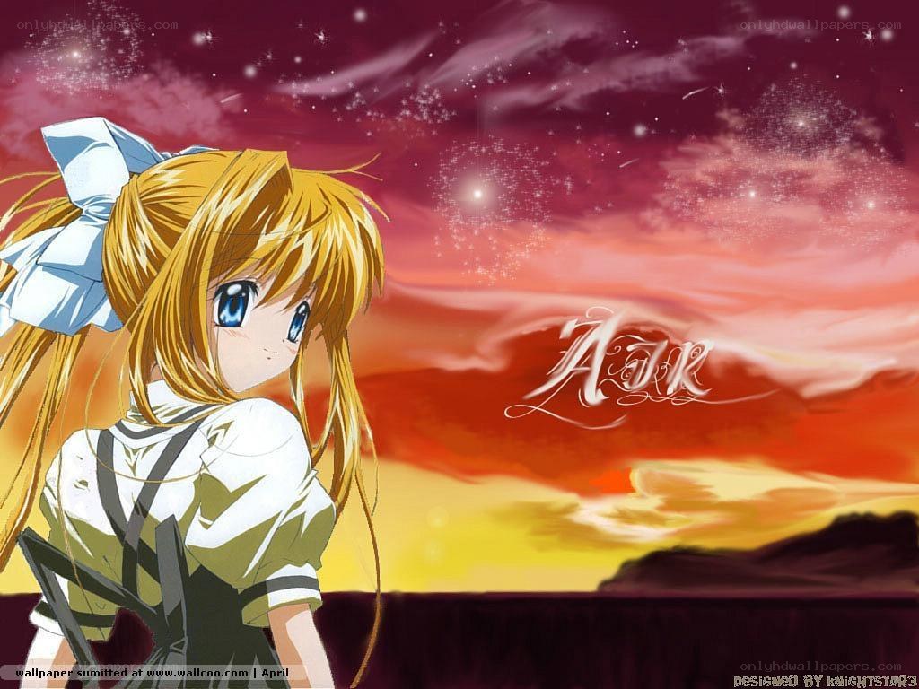Anime girl at sunset