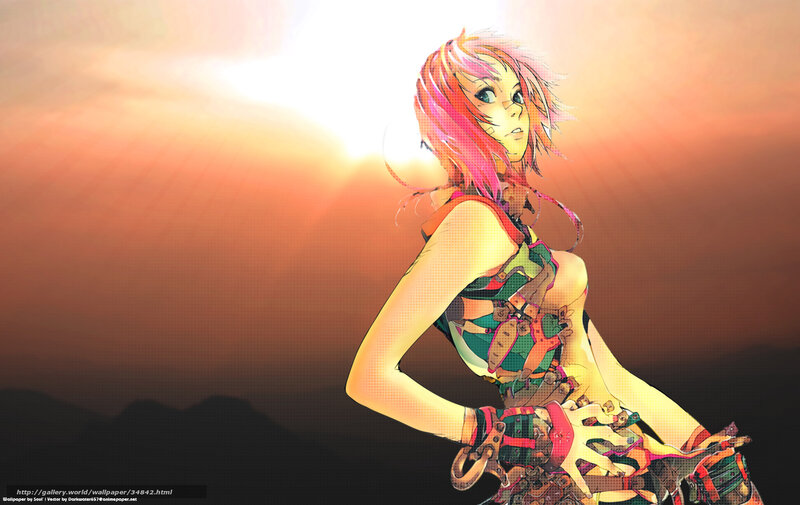 anime girl at sunset
