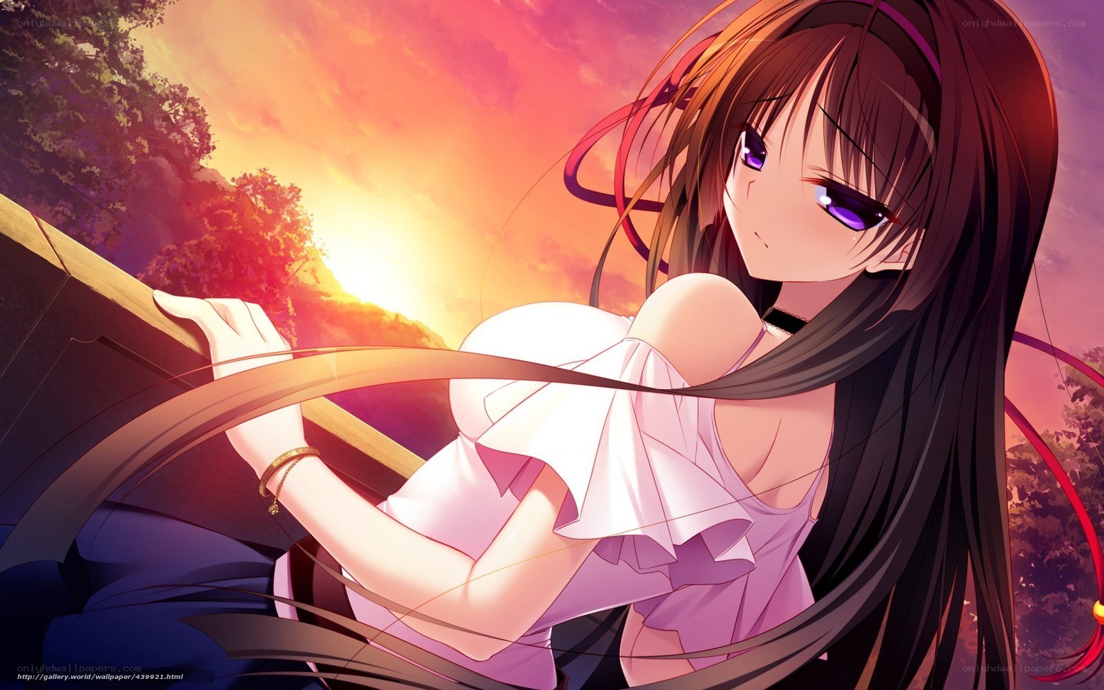 anime girl at sunset