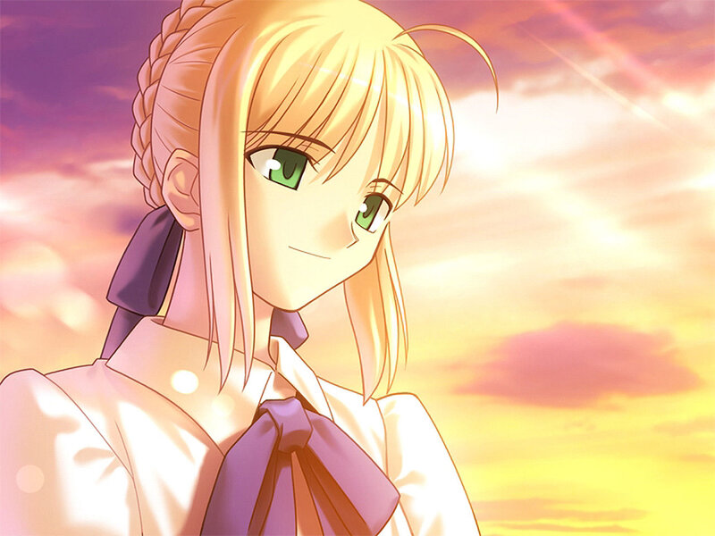 anime girl at sunset