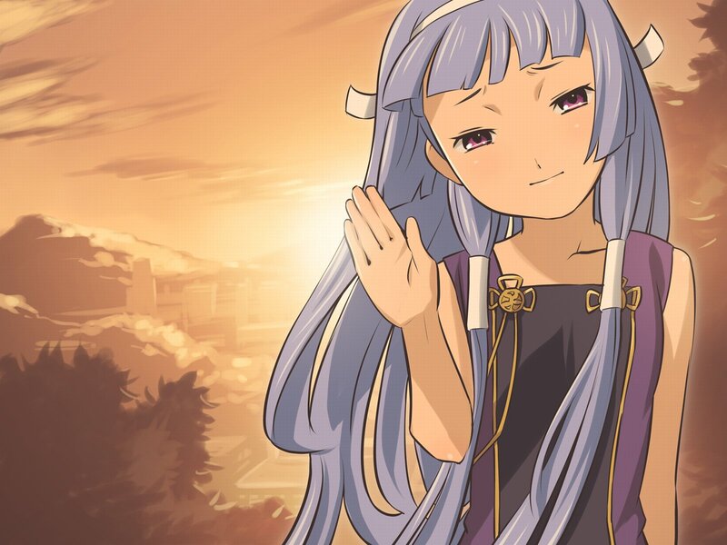 anime girl at sunset