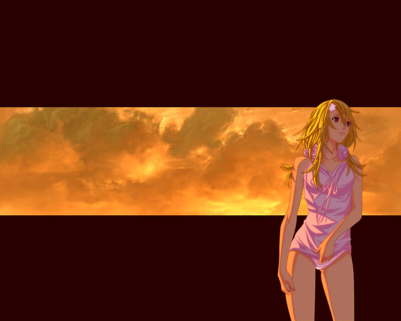 anime girl at sunset