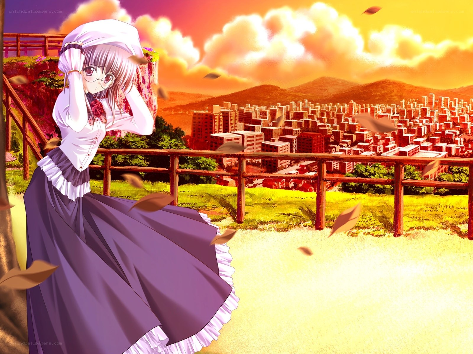 anime girl at sunset