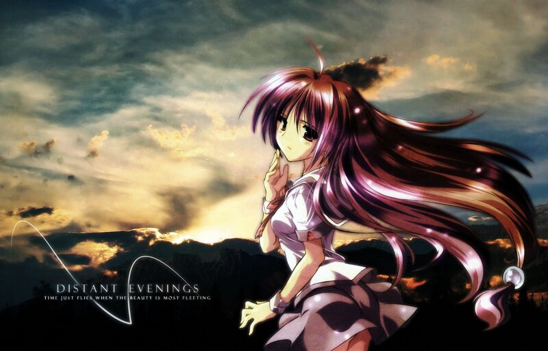 Anime girl at sunset