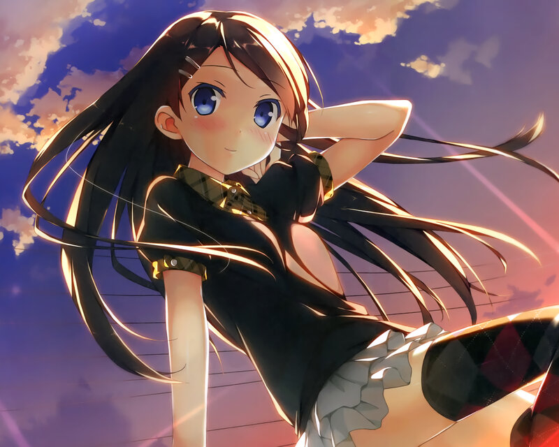 anime girl at sunset