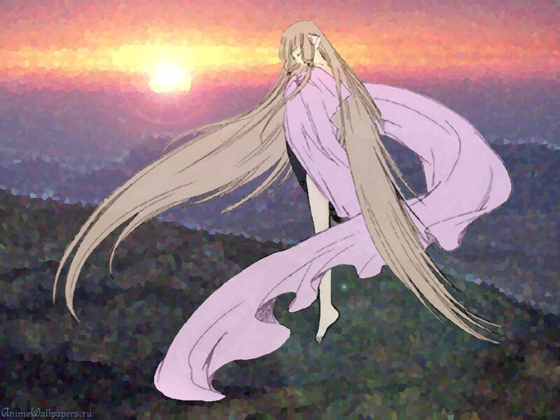 anime girl at sunset