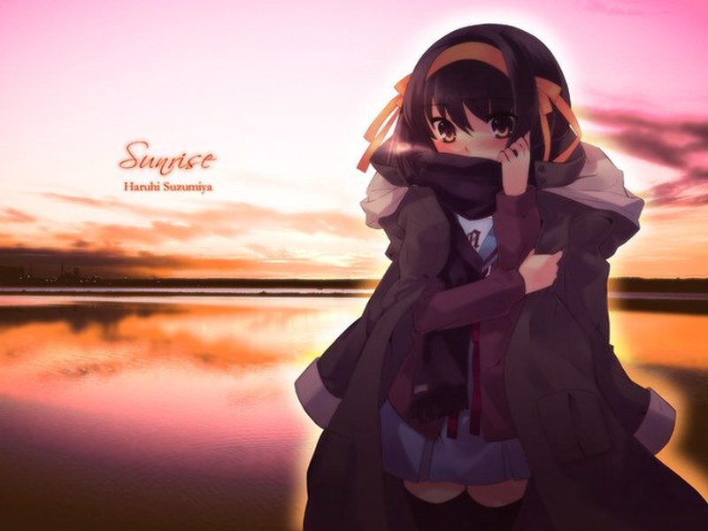 Anime Girl at Sunset — Pink