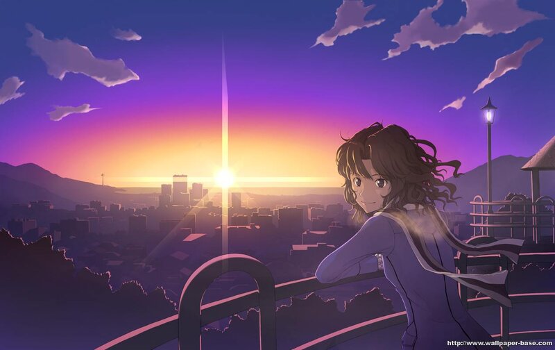 Anime Girl at Sunset — Purple