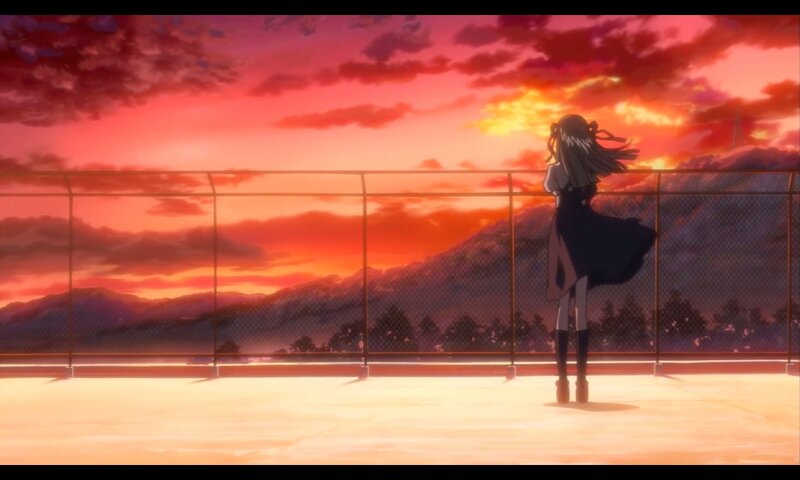 Anime Girl at Sunset — Red