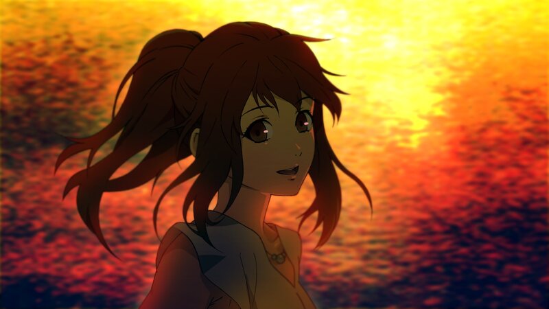 Anime Girl at Sunset — Yellow, Dramatic
