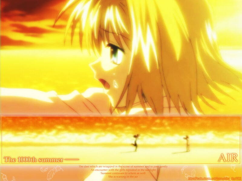 Anime Girl at Sunset — Yellow