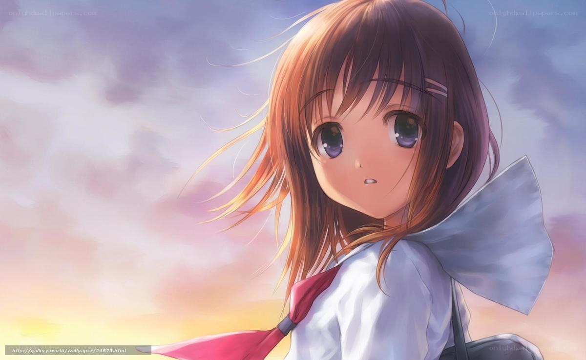 anime girl at sunset