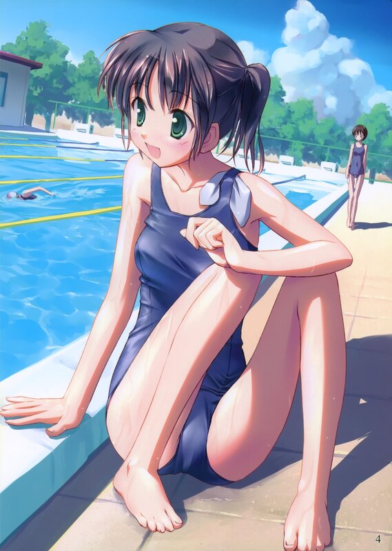 Anime girl at swimming pool