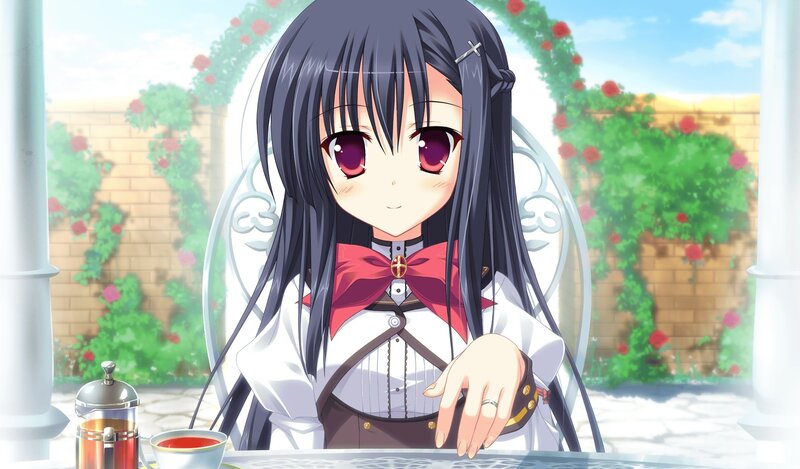 Anime Girl at Table — Black