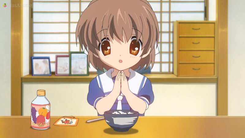 Anime Girl at Table — Brown, Calm