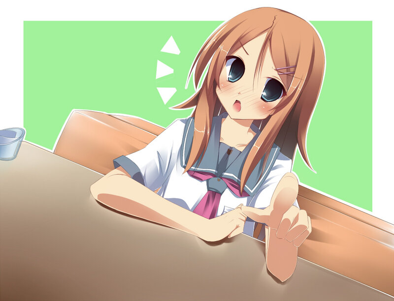 Anime Girl at Table — Brown