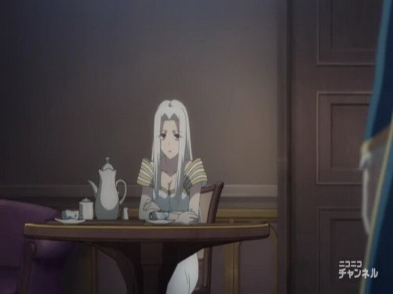 Anime Girl at Table — Gray