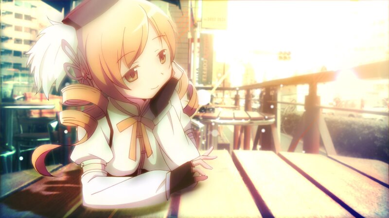 Anime Girl at Table — Yellow, Serene