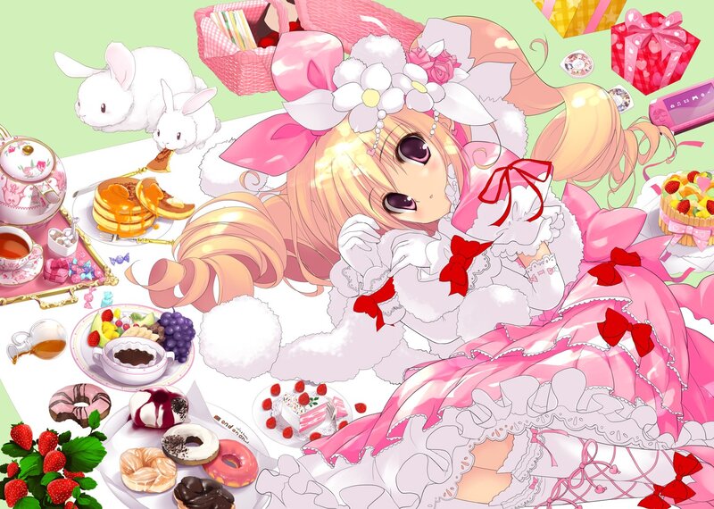 Anime girl at tea party