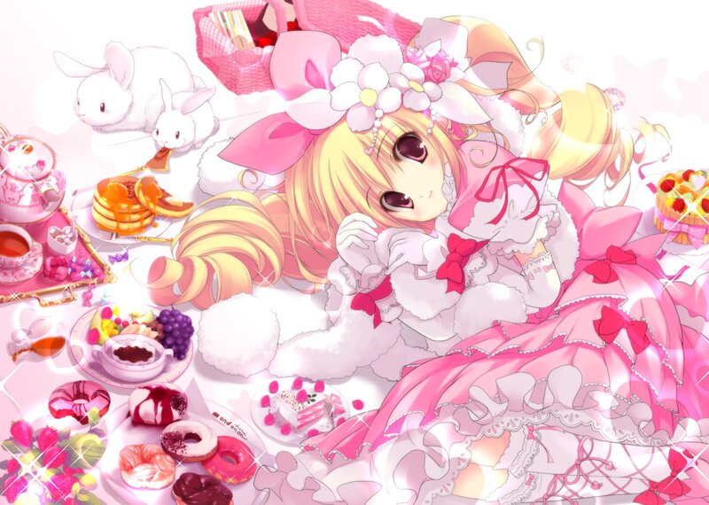 Anime girl at tea party