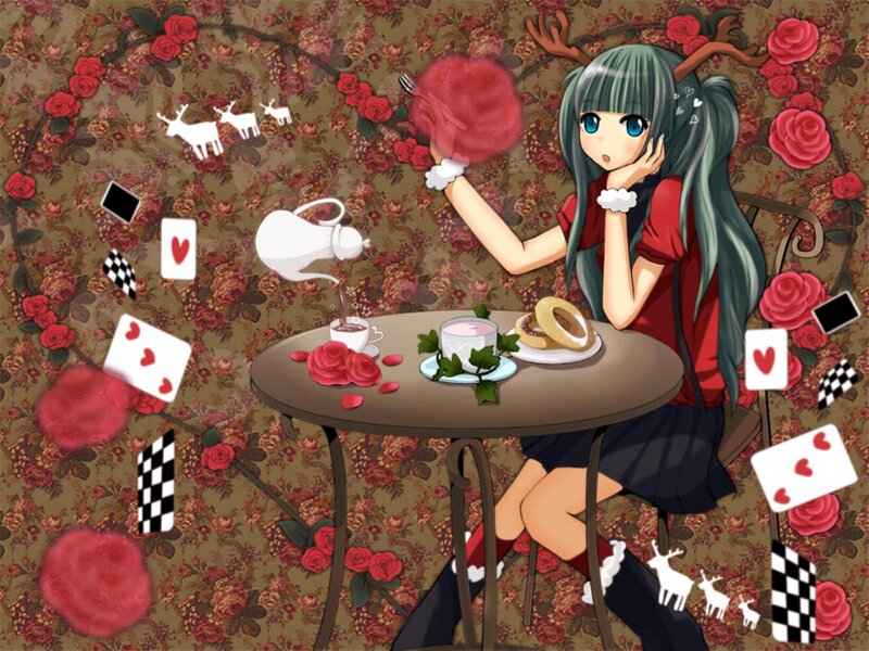 Anime Girl at Tea Party — Red