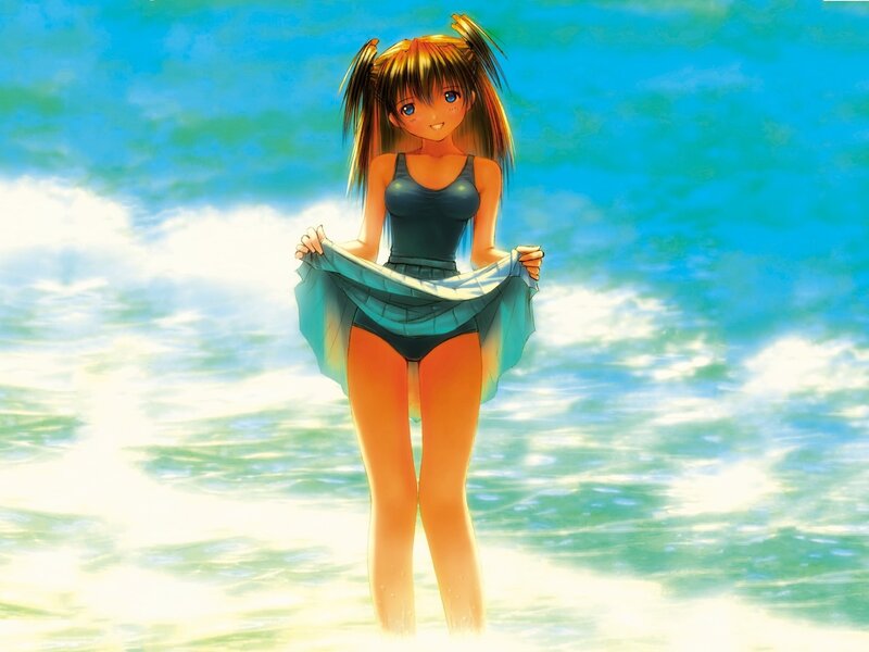 anime girl at the beach