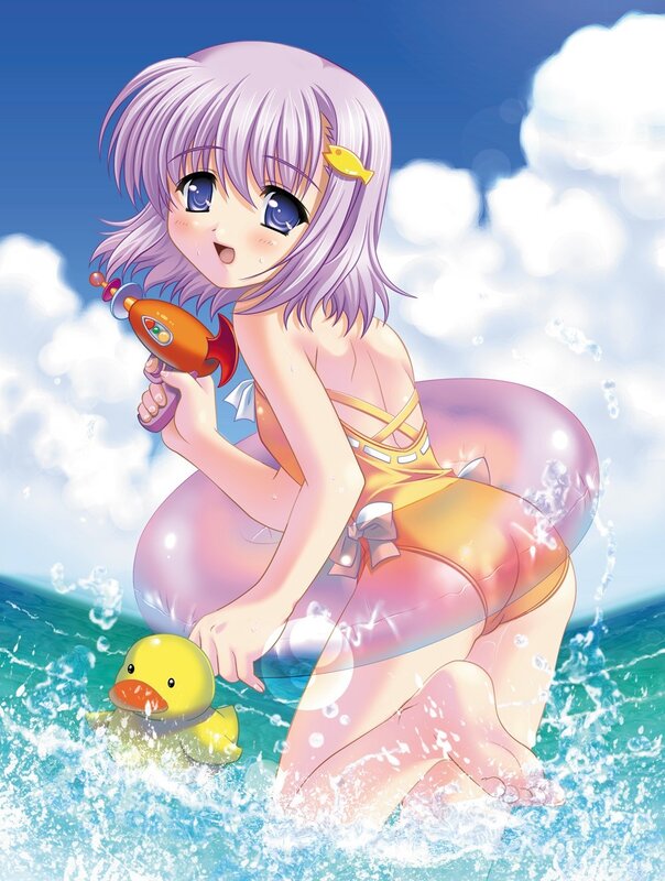 anime girl at the beach