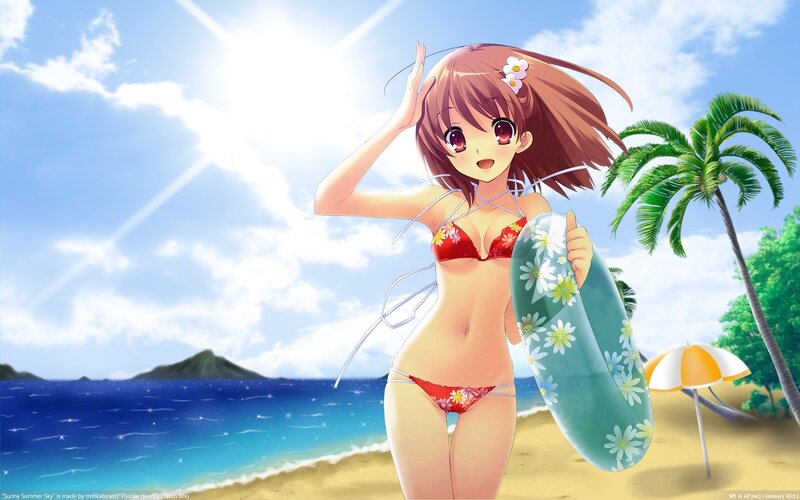 Anime girl at the beach
