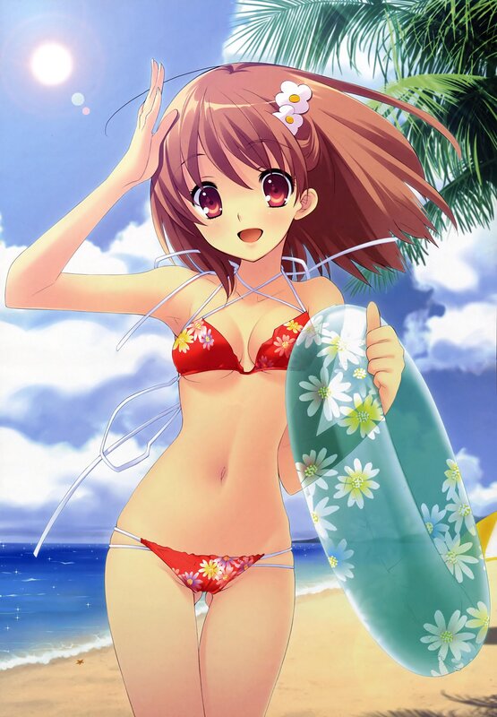 Anime girl at the beach