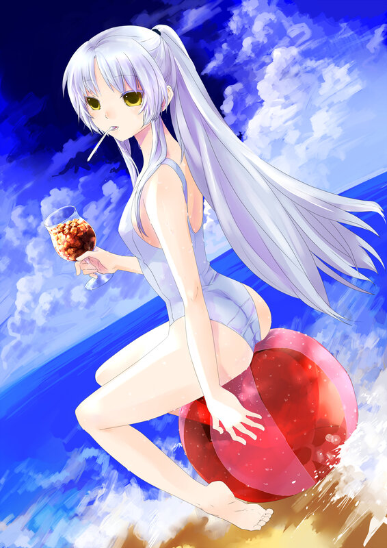 Anime girl at the beach