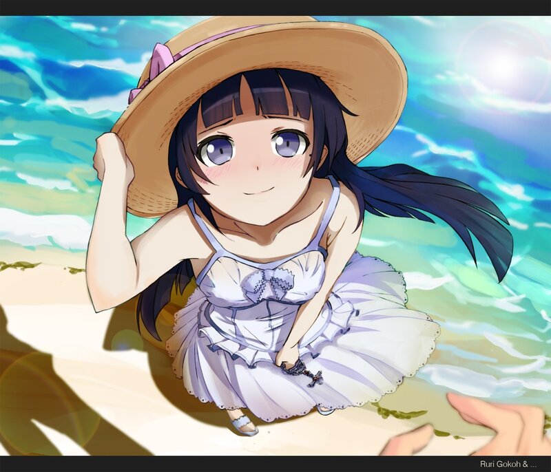 anime girl at the beach