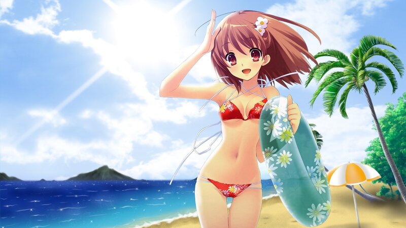 anime girl at the beach