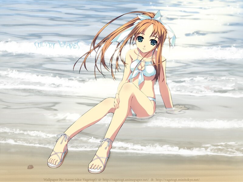 Anime girl at the beach