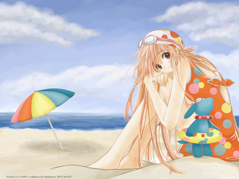 Anime girl at the beach