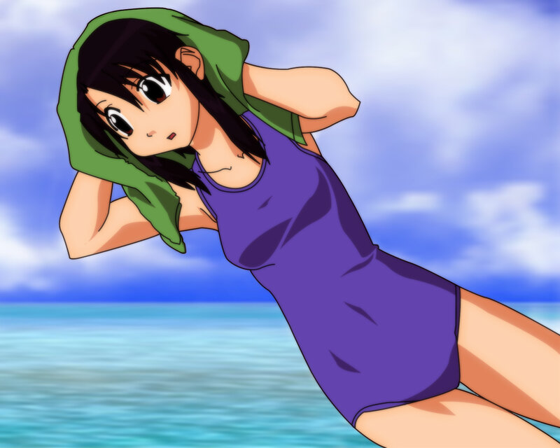 anime girl at the beach