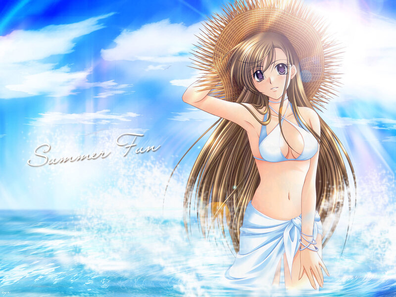 Anime girl at the beach