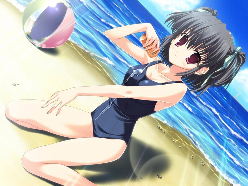 anime girl at the beach
