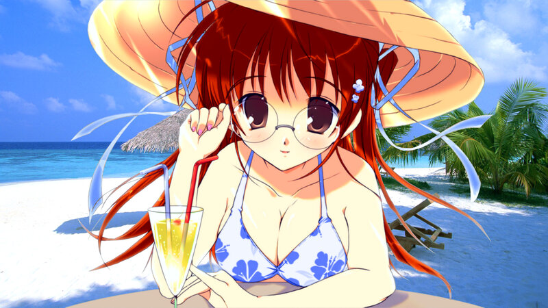 Anime girl at the beach