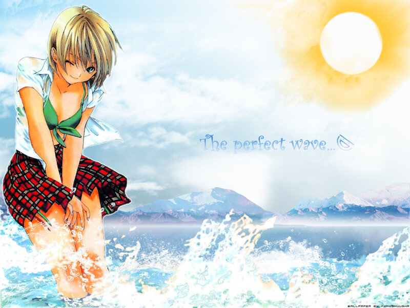 Anime girl at the beach